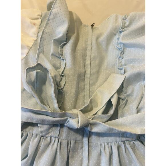 Vintage Flowers blue drees W/white ruffle apron Very Detailed size 2T ? - Picture 9 of 11
